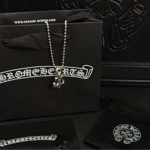 Chrome Hearts Fleur De Lis 20 Inch Necklace Pendant 925 Silver Ball Chain
